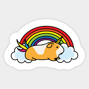 Guinea Pig Unicorn Rainbow Clouds Happy Positive Furry Pet Sticker